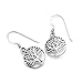 925 Sterling Silver Filigree Ancient Tree of Life Symbol Round Dangle Hook Earrings, 28 mm