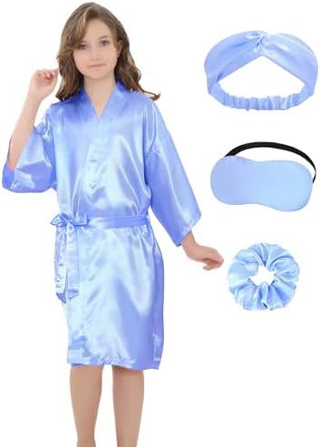 childrens silk dressing gown Amazon.com: MORFORU Girls Kids Solid Color Silky Satin Kimono Robe for Wedding Spa Party, Short(Light Green,4): Clothing, Shoes & Jewelry