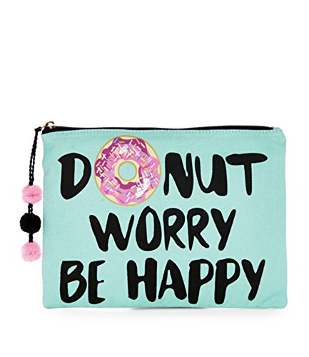 Twig + arrow printed zip pouch "donut worry, be happy"