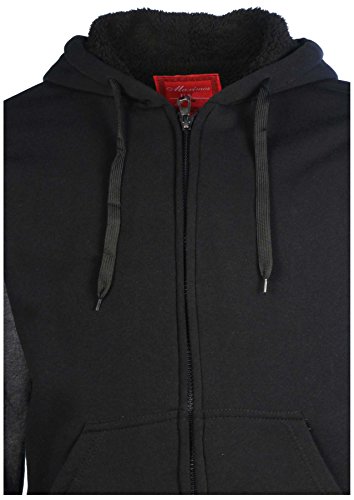 Maximos Men's Sherpa Lined Varsity Full Zip Hooded Jacket-Black/Darkgray-XL - Thumbnail 2