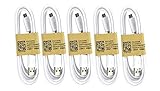 Samsung USB Data Cable for Galaxy S3/S4/Note 2 & Other Smartphones, 5 Pack - Non-Retail Packaging - White