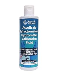 Aquatic Experts AccuBrate Refractometer and Hydrometer Salinity Calibration Fluid   Solución para calibrar con precisión el refrescante y el hidrómetro para la prueba de agua salada natural o agua de mar sintético