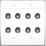 RiteAV 8 Port BNC Female/Female HD-SDI Jack Wall Plate - White