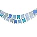 INFEI 3.5M/11.5Ft Floral Vintage Fabric Big Fishtail Flags Bunting Banner Garlands for Wedding, Birthday Party, Outdoor & Home Decoration (Blue)