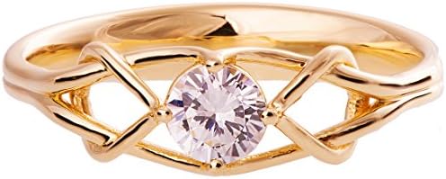 18K Rose Gold Engagement Ring For Women Charles &amp; Colvard Forever One Moissanite Solitaire Unique Textured