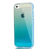 AIIYG DS(TM) iPhone 5 Case,5S Case,SE Case, Gradient Color Mirror Soft TPU Case with Shockproof PC Bumper for Apple iPhone 5S,5,SE (Blue)