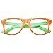 Kids Nerd Retro Two Color Frame Clear Lens Childrens Fake Eye Glasses (Age 3-10) Orange/Green