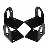 DROK 4pcs Black 37mm DC Gear Motors Mounting Bracket, Iron Anti-rust Gearbox L-shape Fixed Seat, Gear Reduction Motor Holder