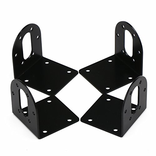 DROK 4pcs Black 37mm DC Gear Motors Mounting Bracket, Iron Antirust