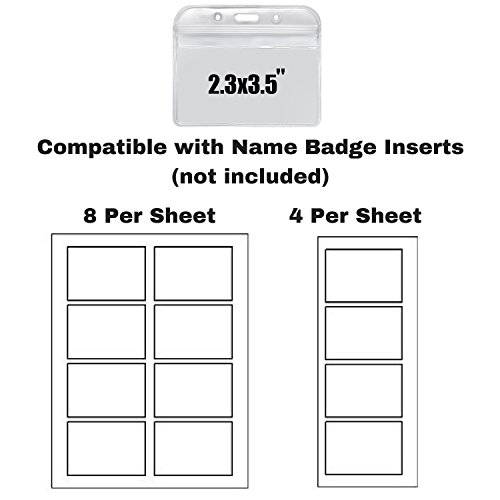 Badge Holder ID Card Holders Waterproof Horizontal Name Tags Punched Zipper Resealable Clear Plastic Labels Credit Cards Holder