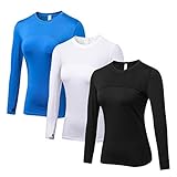 WANAYOU Women's Compression Tops Performance Athletic Long Sleeve Shirt Moisture Wicking Workout T-Shirt Tops