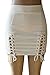 Meyeeka Women's Criss Cross Mini Skirt Sexy Split Faux Suede High Waist Skirt White S