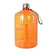 QuiFit 1 Gallon Water Bottle Reusable Leak-Proof Drinking Water Jug for Outdoor Camping Hiking BPA Free Plastic Sports Bottle(Orange)