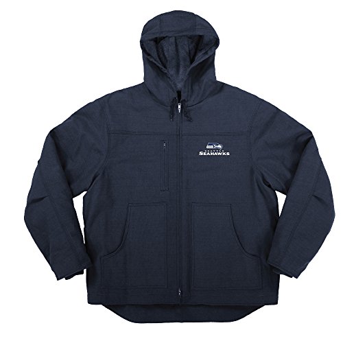 NFL Seattle Seahawks Adult Trailblazer Canvas Fleeced Lined Hooded Jacket, Large, Navy