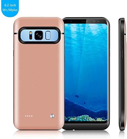 Galaxy S8 Plus Battery Case,FIDEA 5000mAh Rechargeable Slim External Battery Case,with Rechargeable External Battery,Portable Charger Power Bank Cover for Samsung Galaxy S8 Plus (Rose Gold)