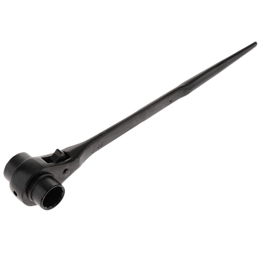TOP-VIGOR 12 Point Ratchet Podger Spanner Steel Erect Scaffold Wrench Double Socket 17-19mm