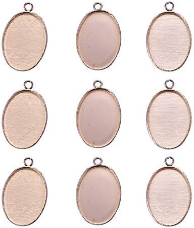 Oval Pendant Trays Pendant Blanks Cameo Bezel Cabochon Settings for Jewelry Making Necklace Accessories（Rose Gold Color-100pcs,22 x 14 x 1.5mm,Hole:1.5mm,Tray:18 x 13mm）