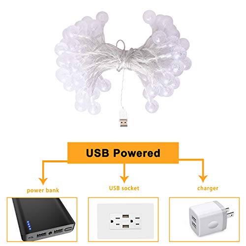 Aluan Globe String Lights Christmas Lights Battery Operated 30ft 60LED