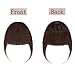 Clip In Bangs 100% Remy Human Hair Extensions One Piece front Neat Fringe Hand Tied Straight Bangs Clip On Hairpiece With Temples For Women #4 Medium Brown 25g
