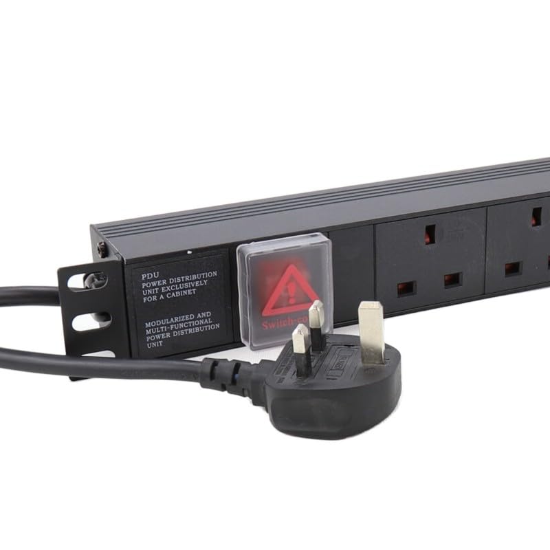 DKURVE 6 Way Horizontal 13a Power Distribution Unit (PDU) Power Strip Electric Charging Station. Heavy Duty (UK PLUG)