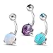OUFER 3PCS Stone Belly Button Ring 316L Surgical Steel Curved Navel Barbell Body Piercing 14G (1.6mm)