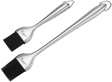 Vinkoe Kitchen BBQ Grill Basting Brush Silicone Bristles with Stainless Steel Handle Set of 2 Size