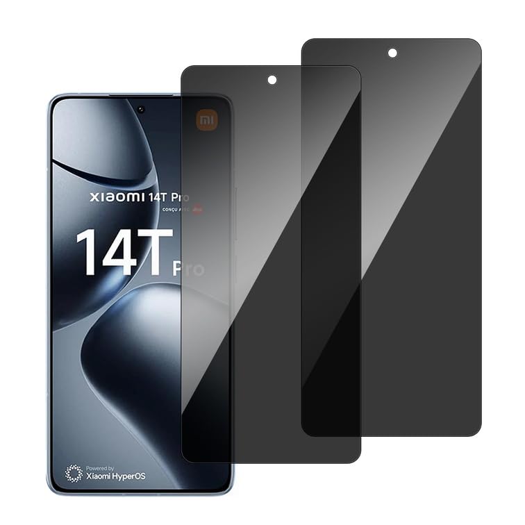 chejuza Privacy Screen Protector for Xiaomi 14T/14T Pro [2 Pieces], 9H Hardness, Full Coverage Anti Spy Tempered Glass, HD Screen Protector