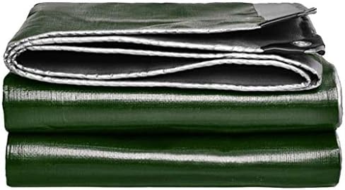 ZJFSX Heavy Duty Waterproof PVC Tarp Cover, 180g/m² 14Mil Thick Tarpaulin, Construction Site Cars Housetop Multi Purpose Canopy Reversible Sunshades,Silver Green_5x8m/16x26ft