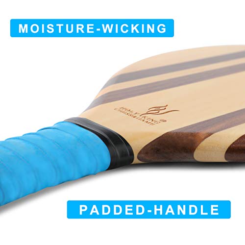 HOLYKING Wooden Beach Striped Paddle Ball Set - Tennis Racket Outdoor Sport Games  - Thumbnail 5