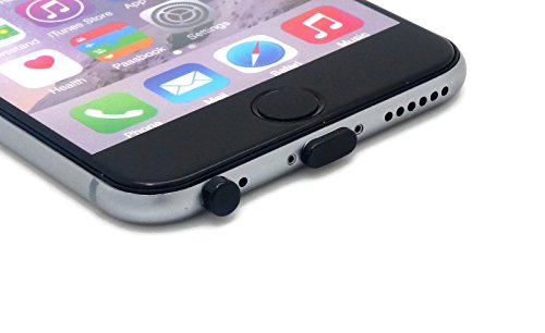 PortPlugs - Aluminum Finish Dust Plug Set - Charger and Headphone Jack Plugs- Compatible iPhone 5, SE, 6, 6s, Plus, iPad Air, iPod 5, 6 – Includes Holders