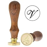 Letter V Wax Seal Stamp, Yoption Vintage Retro Brass Head Wooden Handle Alphabet Letter V Classic Sealing Wax Seal Stamp (V)