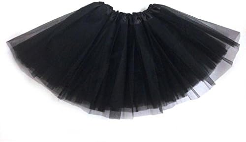 OUBAO Adult Pretty Girl Elastic Stretchy Tulle Dress Tutu 3 Layer Skirt (Black)