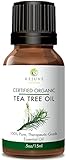 Certified Organic (USDA & ECOCERT) Tea Tree Essential Oil by RejuveNaturals, 15 ml | 100% Pure & Natural - No Bases, Pesticides or GMOs | Therapeutic Grade Antiseptic, Soothes Rashes & Breakouts