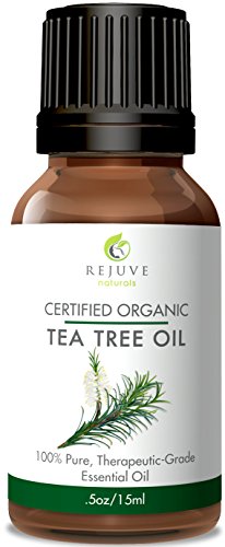 Certified Organic (USDA & ECOCERT) Tea Tree Essential Oil by RejuveNaturals, 15 ml | 100% Pure & Natural – No Bases, Pesticides or GMOs | Therapeutic Grade Antiseptic, Soothes Rashes & Breakouts