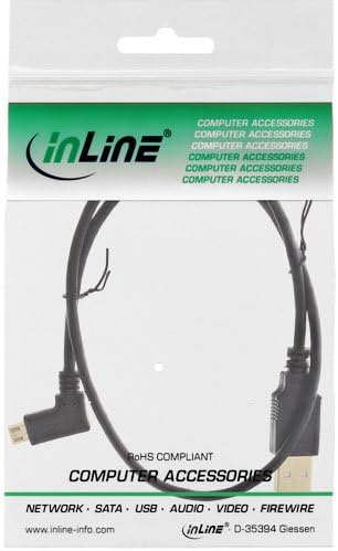InLine 31705T Micro-USB 2.0 Cable, USB-A Male to Micro-B Male Angled Gold-Plated Contacts, 0.5 m, black - Image 3