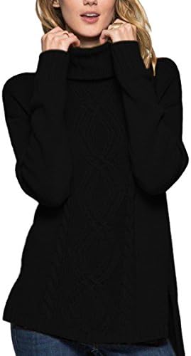 Wowfashions Women's Winter Irish Turtleneck Rib Side Split Long Sleeve Knit Pullover Sweater Jumper Tops