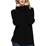 Sovoyant Women's Long Sleeve Artificial Wool Cotton Blending Turtleneck Knit Pullover Sweaters Shirts Black Small