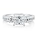 BERRICLE Sterling Silver 3-Stone Wedding Engagement Rings Princess Cut Cubic Zirconia CZ Promise Ring for Women, Rhodium Plated Size 4-10