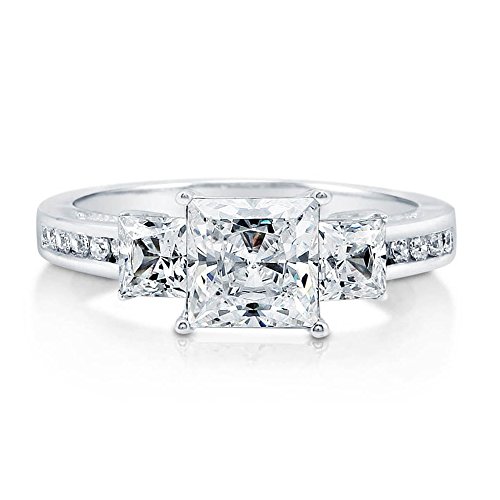 BERRICLE Rhodium Plated Sterling Silver Cubic Zirconia CZ Solitaire Pr BERRICLE Rhodium Plated Sterling Silver Stud Earrings Round