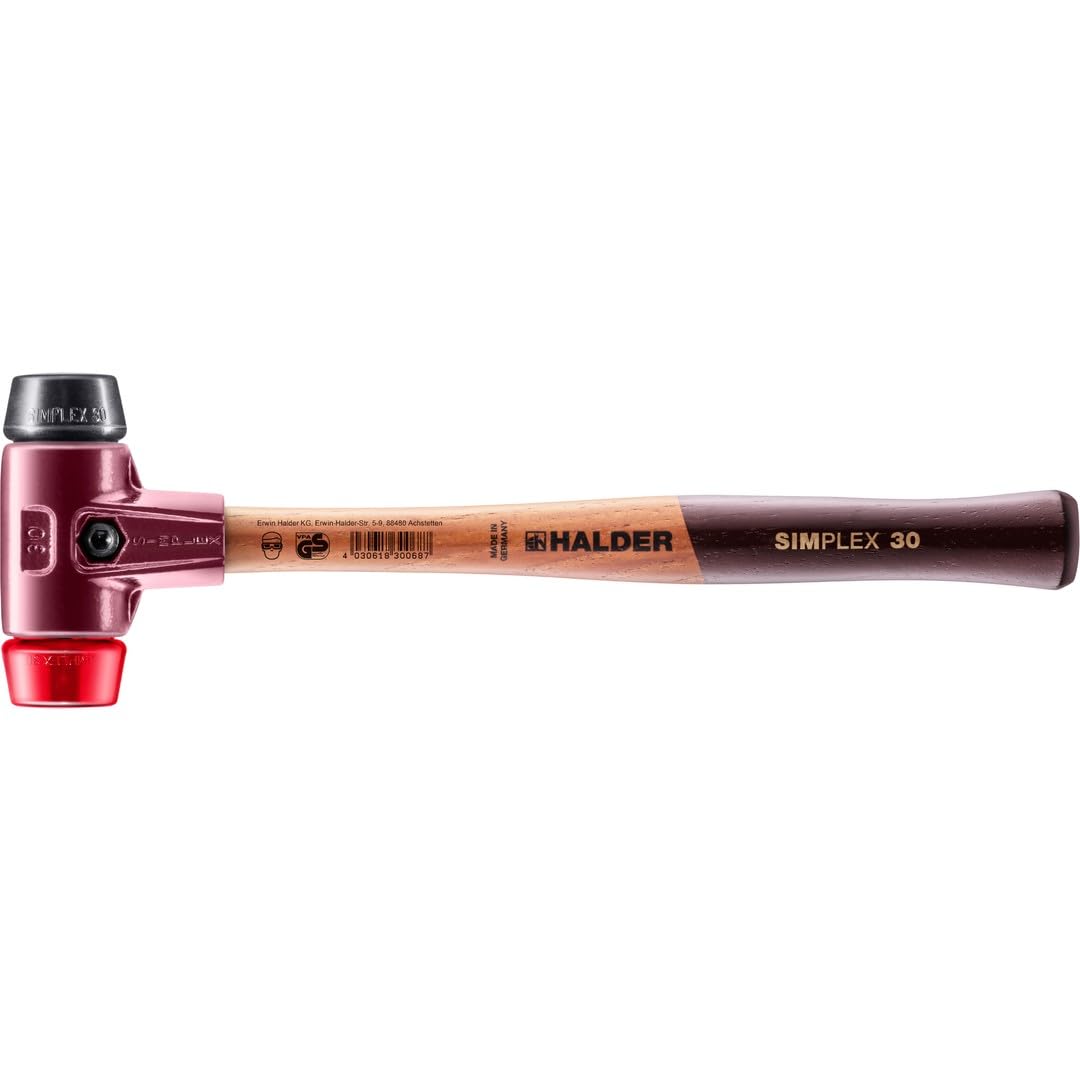 Halder 3026030 30 mm 3026 Rubber/Plastic "Simlpex" EH Soft-Face Mallet - Multi-Colour