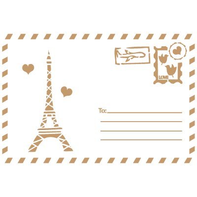 Stencil Deco Vintage Composition 152 Postal Paris. Stencil size: 20x20 cm (7,9x7,9 in). Design size: 16,2x10,8 cm (6,4x4,3 in)