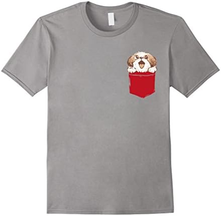 Men's Shih-Tzu Puppy Dog in Your Pocket T-Shirt Large Slate