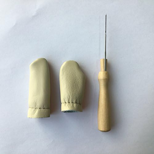 1pc Wooden Felting Handle with 1x needle + 2pcs Needle Felting Finger Protectors Leather Finger Cot Necessary for Every Felter by Truslin
