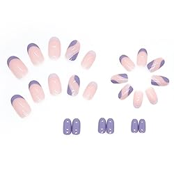 RikView French Tip Press on Nails Short Fake Nails