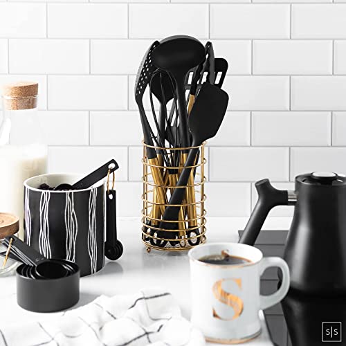 Black and Gold Kitchen Utensils with Stainless Steel Gold Utensil