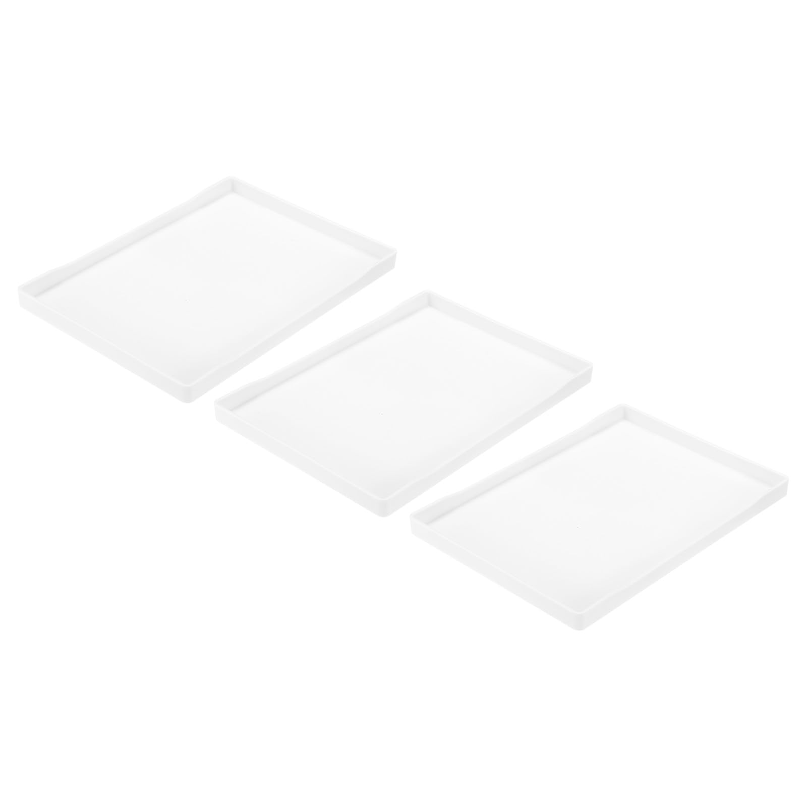 uxcell 3Pcs Serving Tray Small White Mini Tray 7" x 10" Plastic Rectangular Wooden Serving Trays Decorative Ottoman Platter for Breakfast Kitchen Bathroom