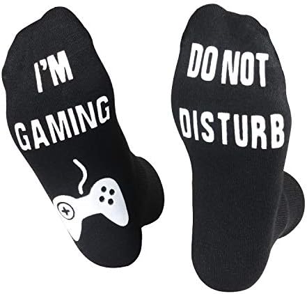 Do Not Disturb I'm Gaming Socks, Novelty Cotton Socks Funny Gifts for Mens Womens Gamer Lovers Valentine’s Day Gifts