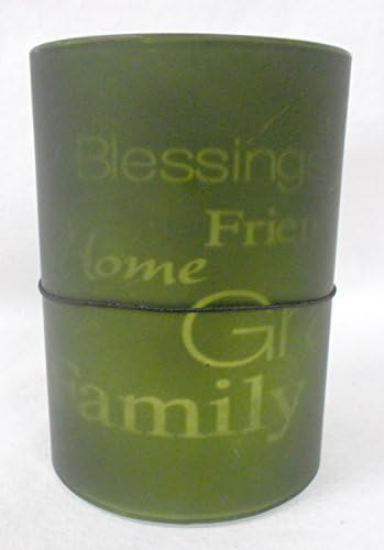 Mark Feldstein Green Blessings Home Family Light-up Tea Light Timer 4in NIP