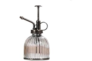 Hovico Glass Plant Mister Spray Bottle, 6.5 Inches Tall Vintage Style Spritzer, Bronze Plastic Top Pump, Watering Glass Spary Bottle Plant Mister Glass Watering Garden Tool(Clear)