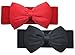 Meta-U Women Flower Elastic Wide Waist Belt (black bow & red bow)